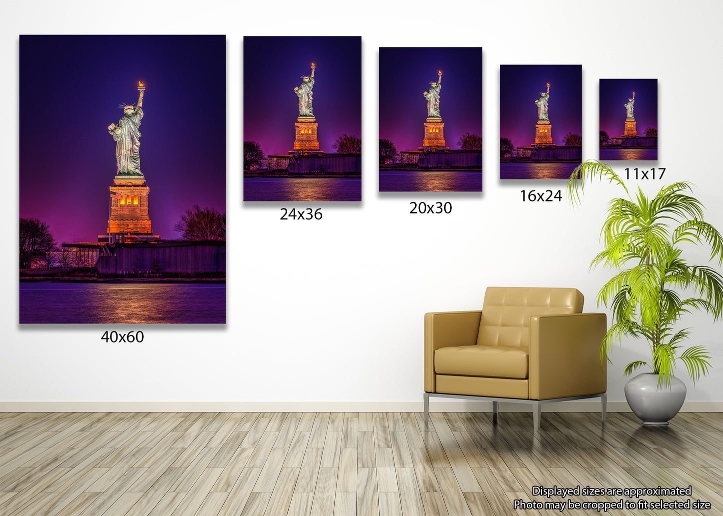 Lady Liberty en el resplandor de la noche