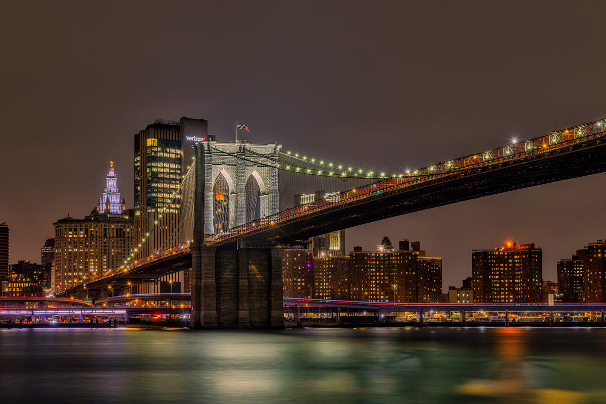 Looking out at the Brooklyn Bridge
