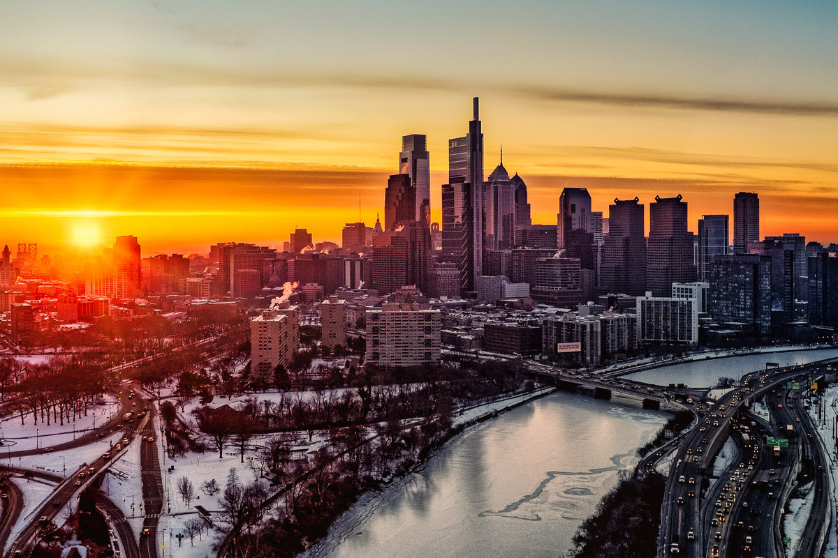 Dawn Over a Frozen Philadelphia