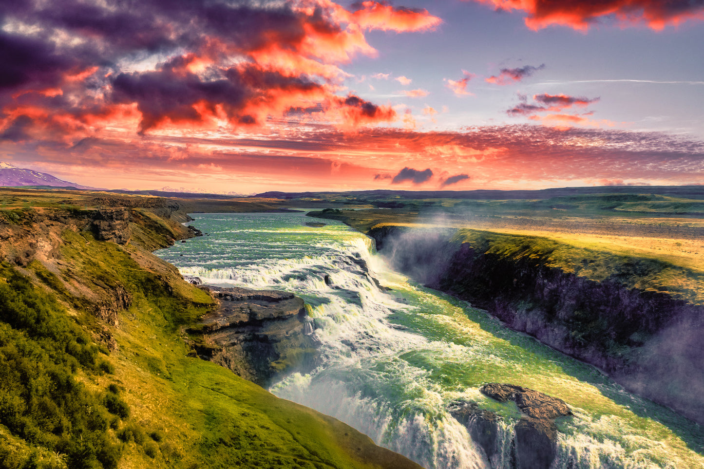 Sunset at Gullfoss Waterfall image 0