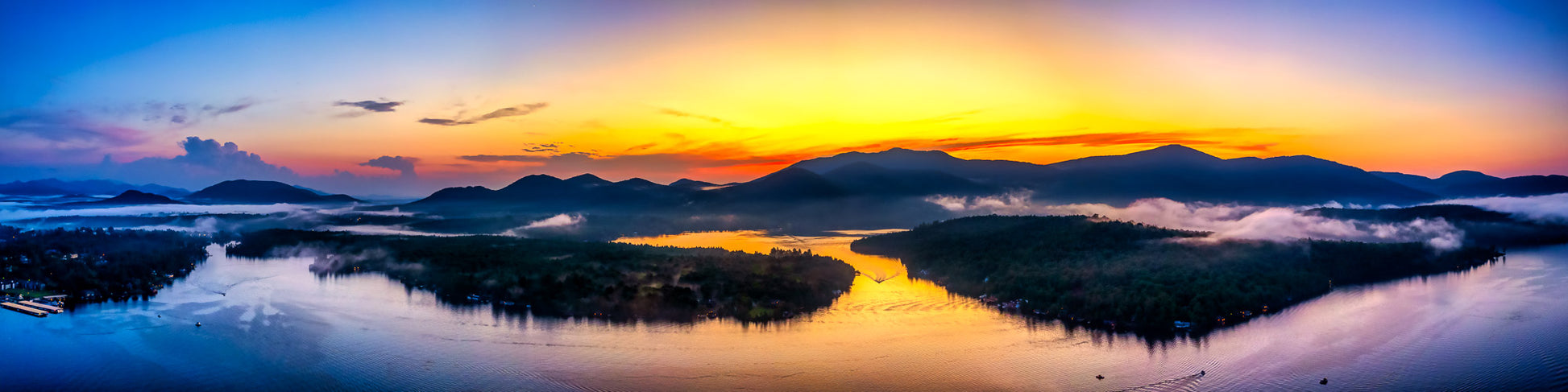 Golden Sunset over Lake Placid Panorama image 0