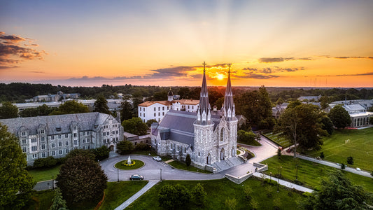 Aerial Sunrise at Saint Thomas of Villanova Church image 0