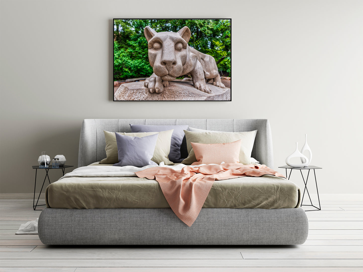 Cara a cara con la estatua del león Nittany