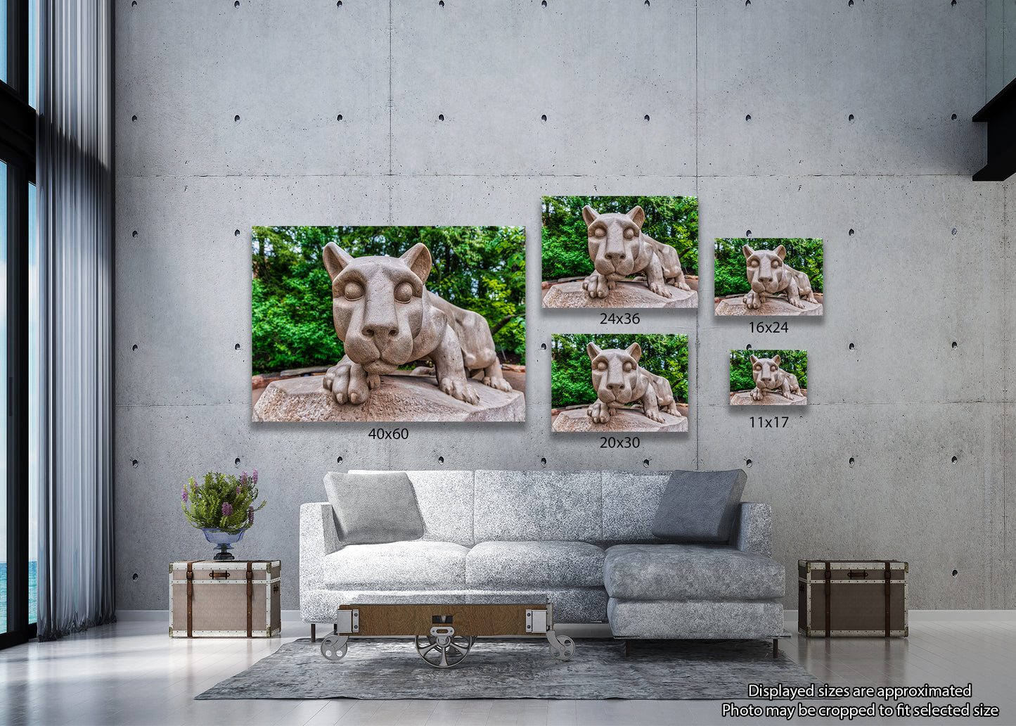 Cara a cara con la estatua del león Nittany