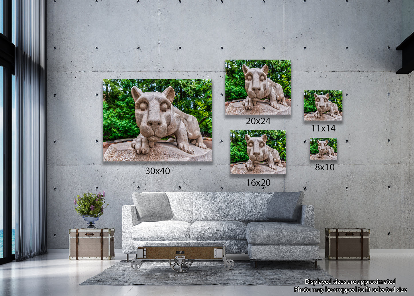 Cara a cara con la estatua del león Nittany