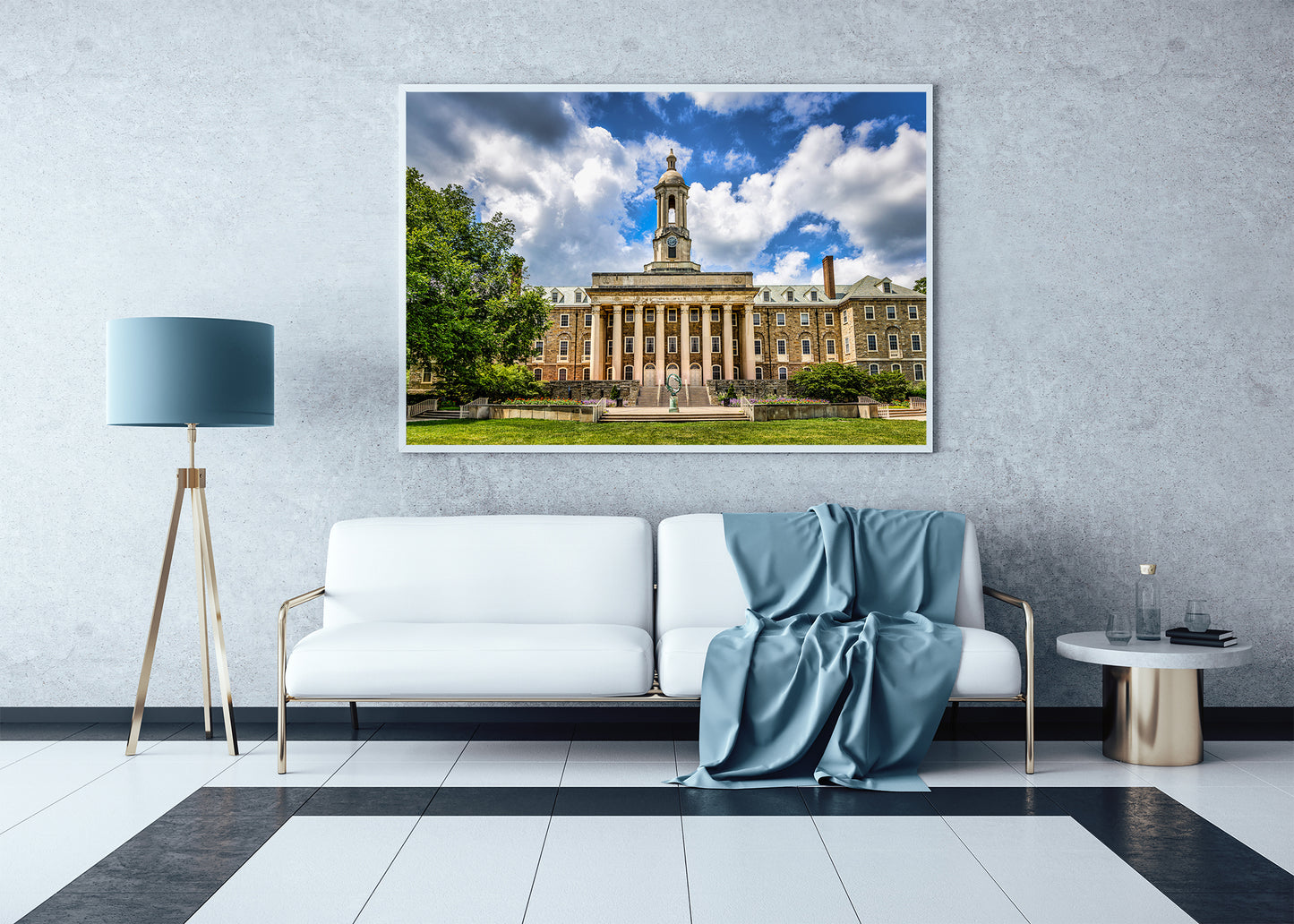 Old Main beneath the Blue and White