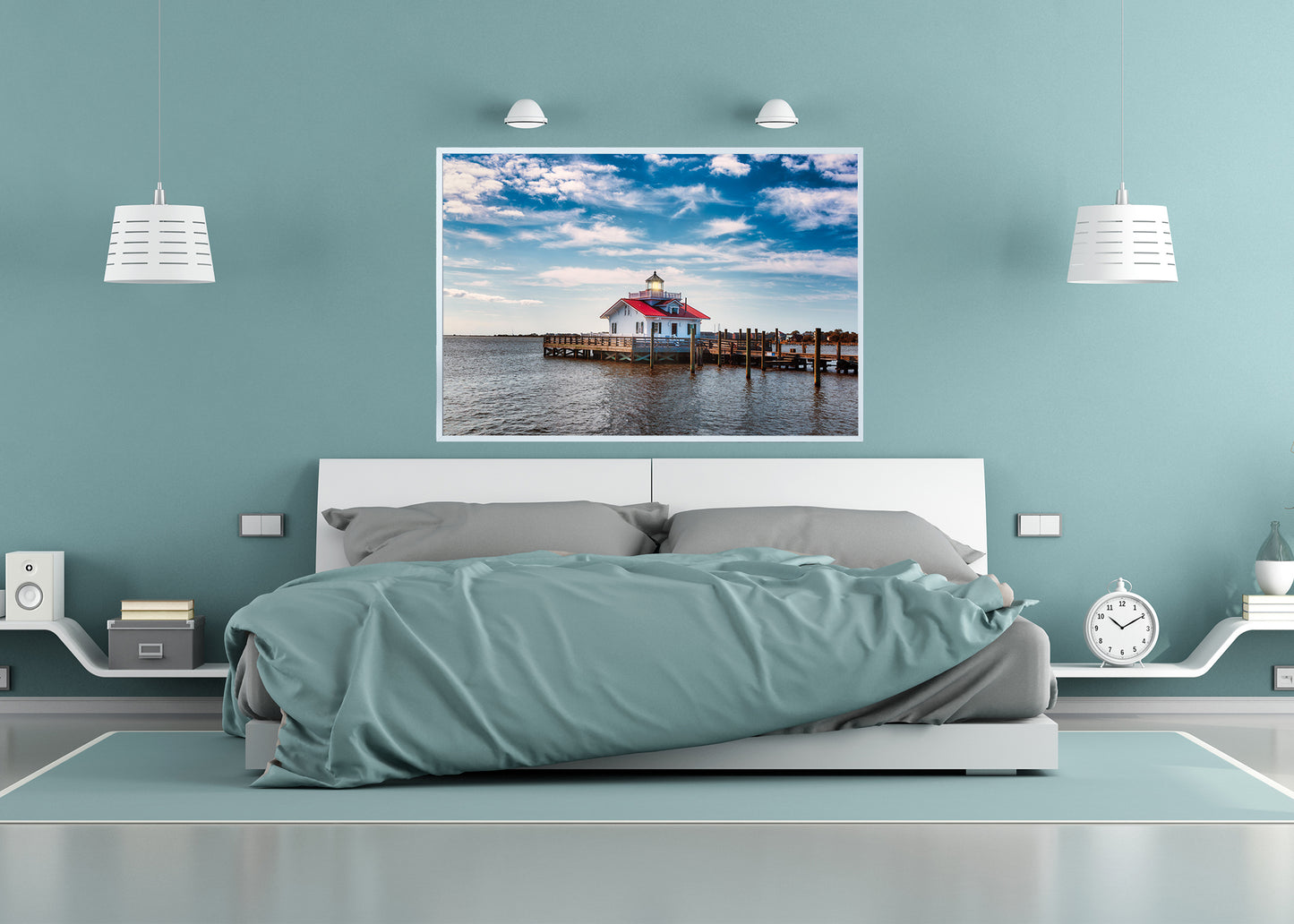 Vista del faro de Roanoke Marshes