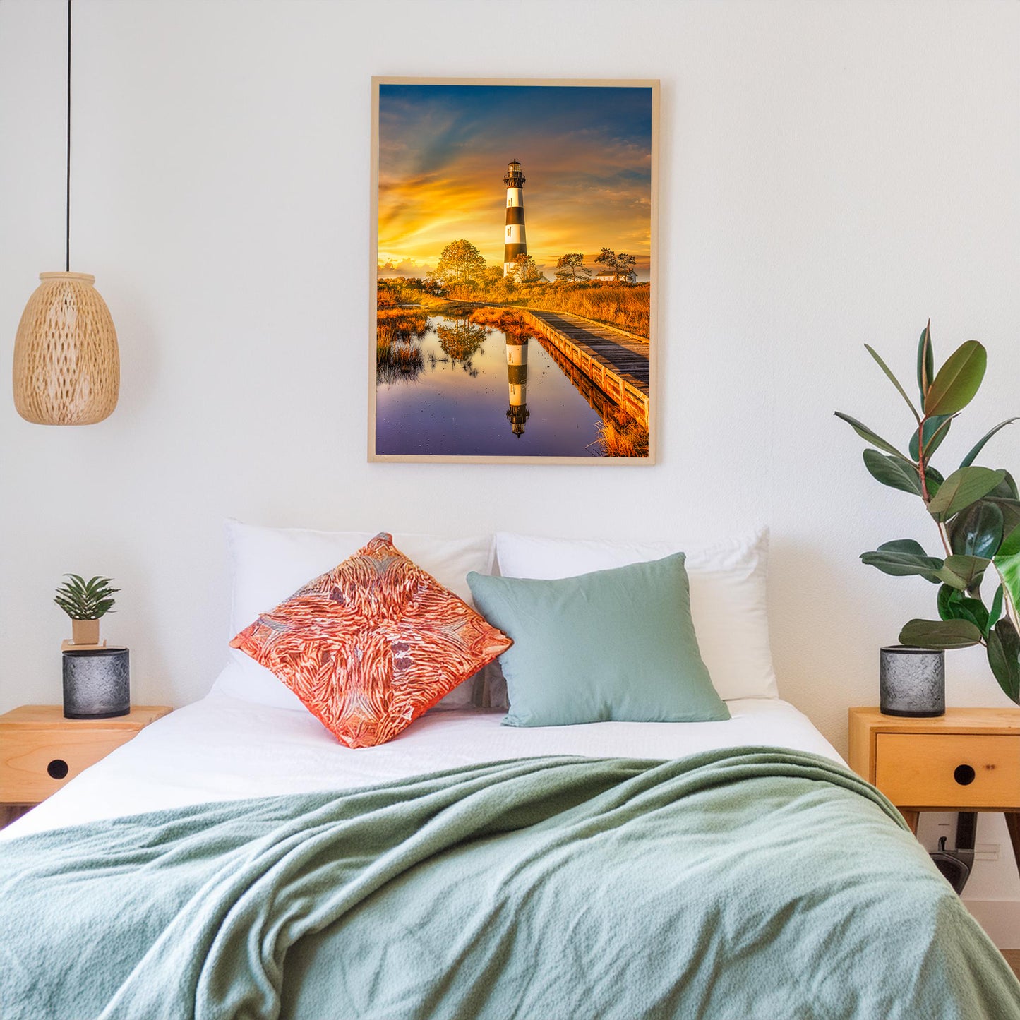 Amanecer en el faro de la isla de Bodie