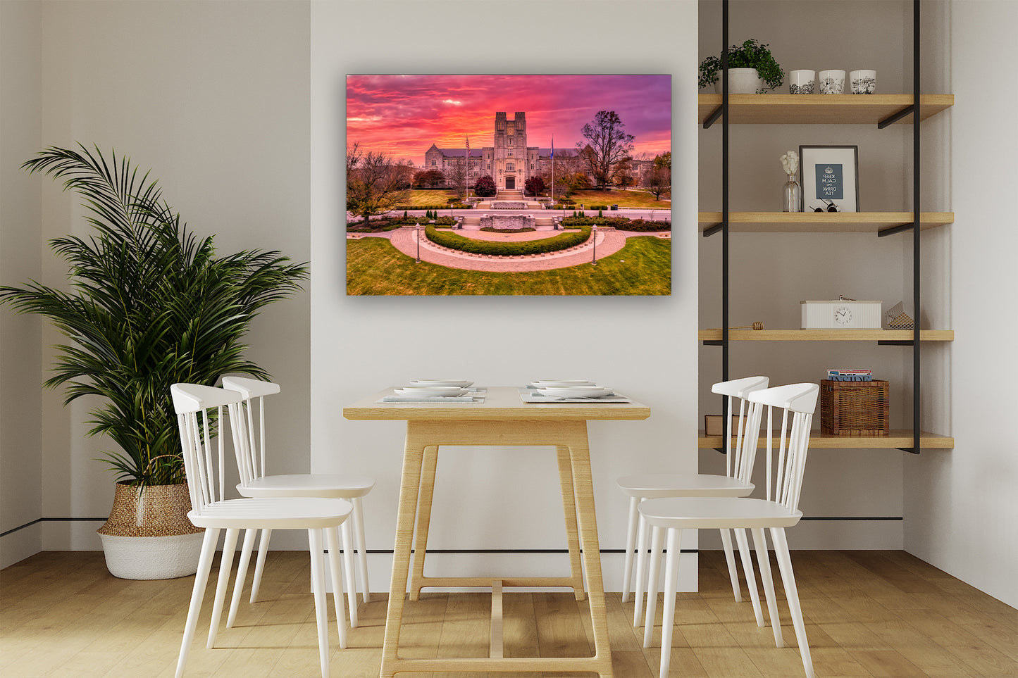 Sunset behind Burruss Hall