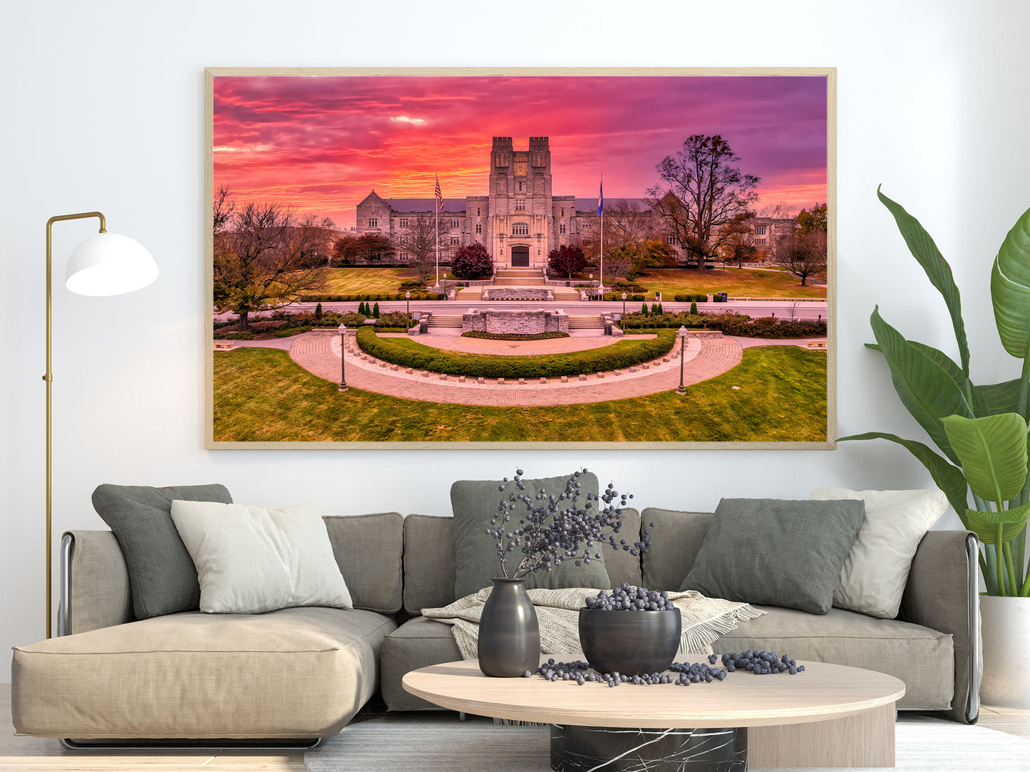 Sunset behind Burruss Hall