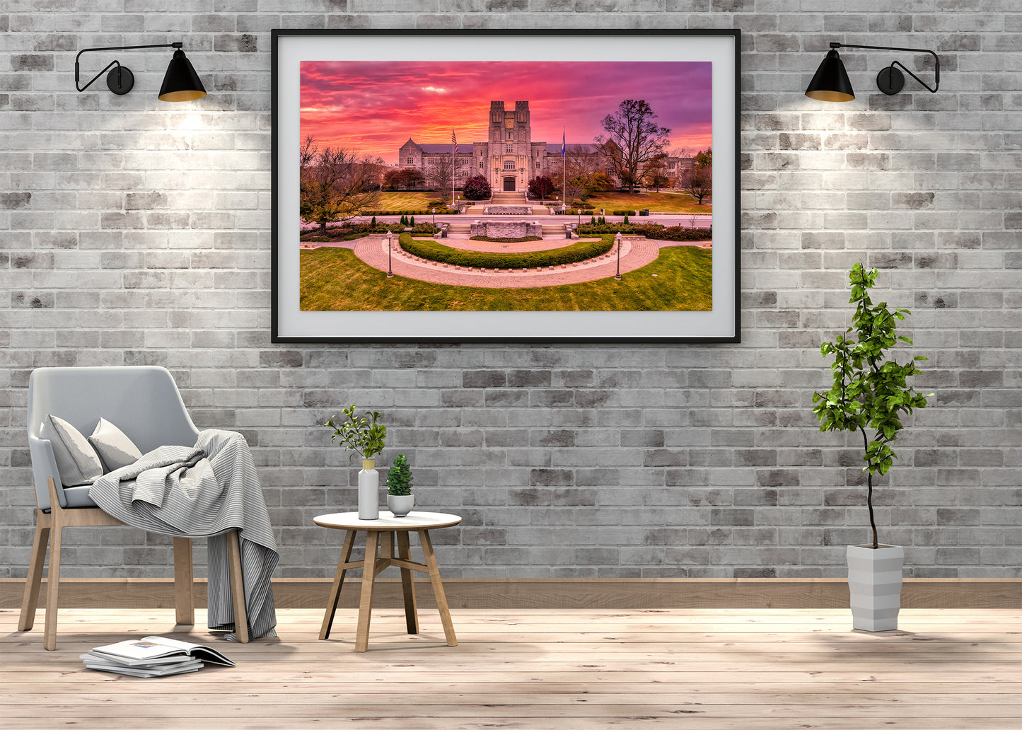 Sunset behind Burruss Hall