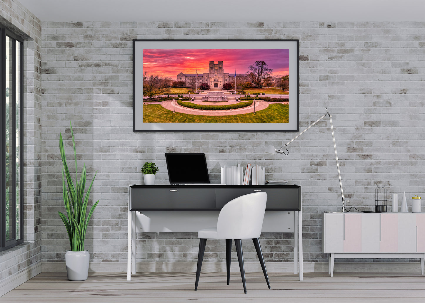 Sunset behind Burruss Hall