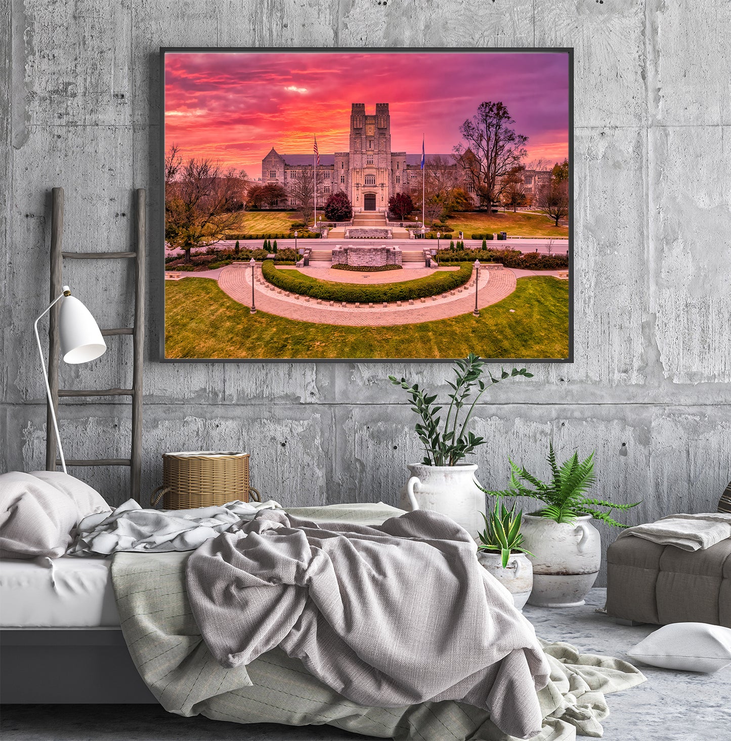 Sunset behind Burruss Hall