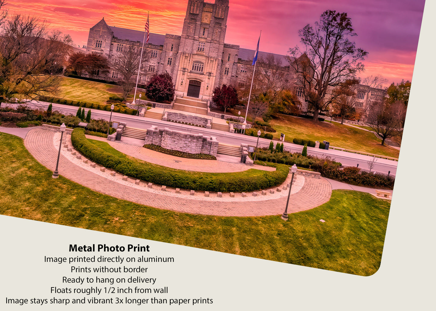 Sunset behind Burruss Hall
