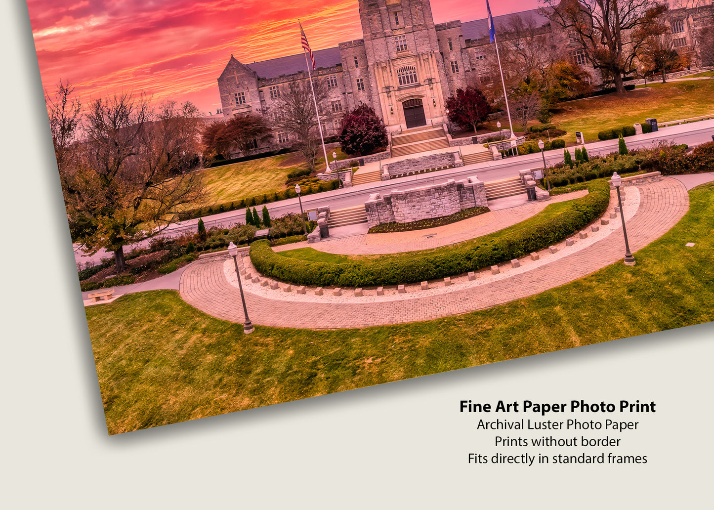 Sunset behind Burruss Hall
