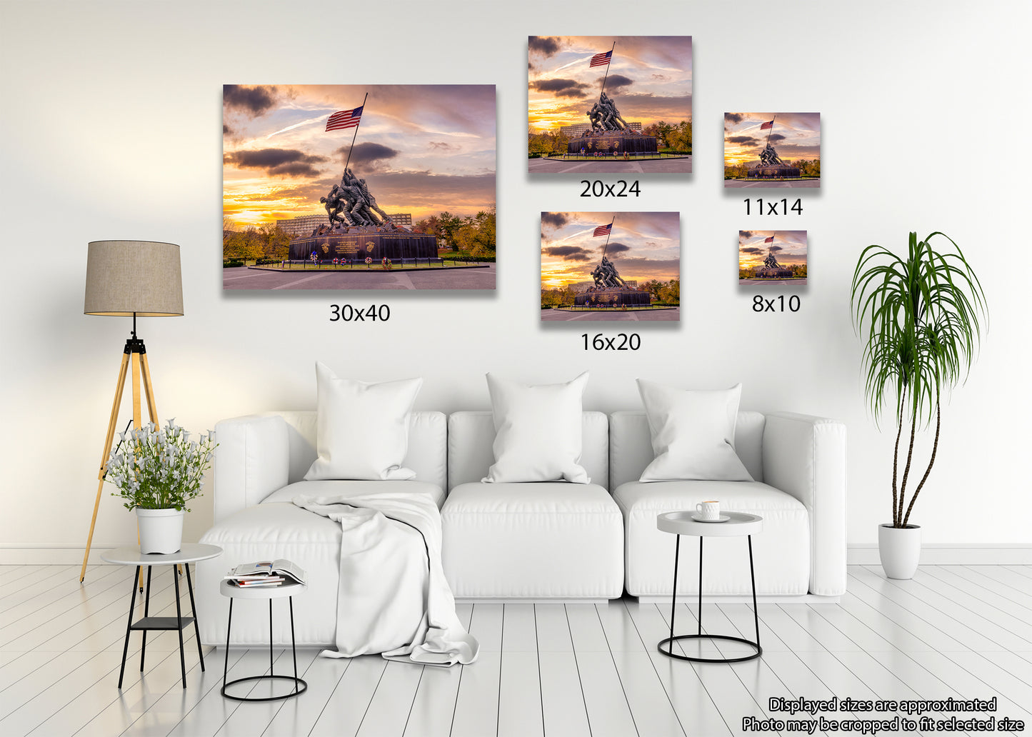 Atardecer en el Monumento de Guerra del Cuerpo de Marines de EE. UU.