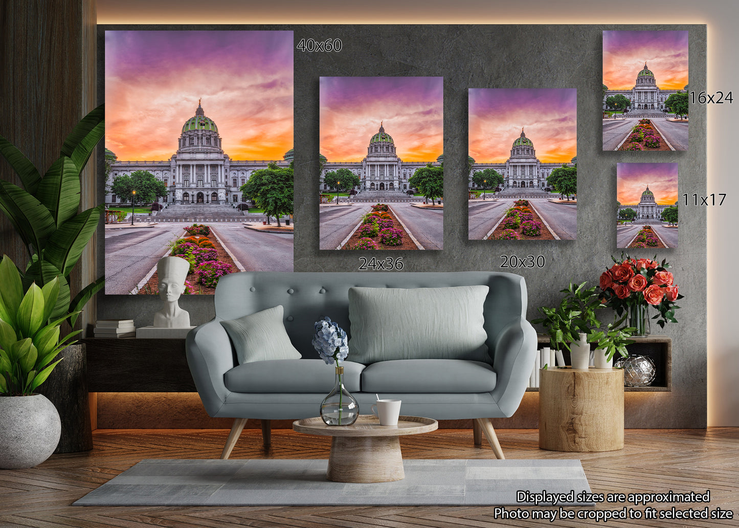 Retrato del Capitolio del Estado de Pensilvania al amanecer