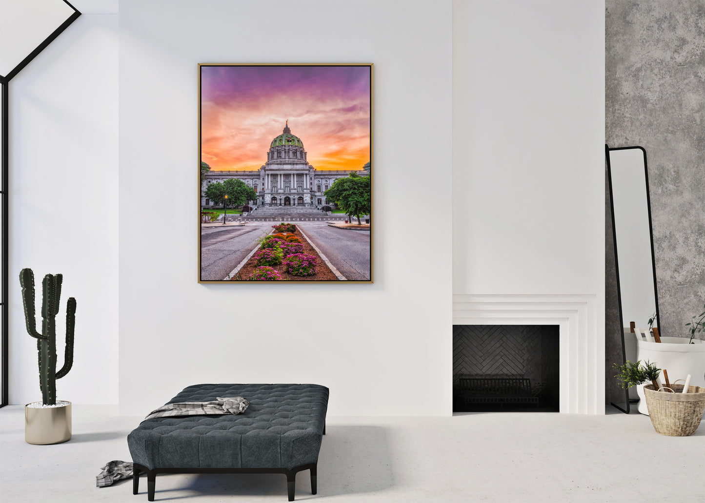 Retrato del Capitolio del Estado de Pensilvania al amanecer