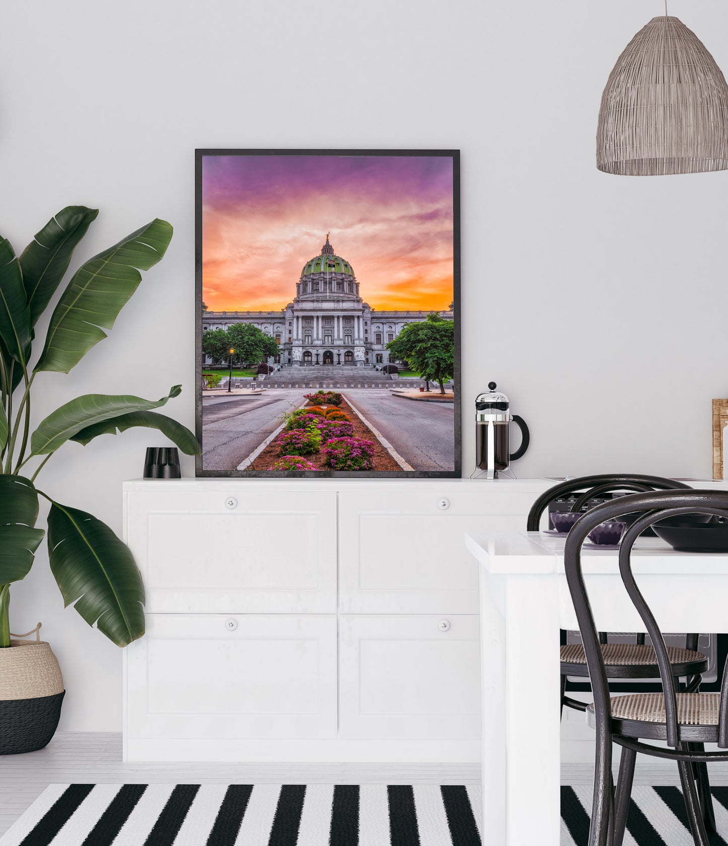 Retrato del Capitolio del Estado de Pensilvania al amanecer