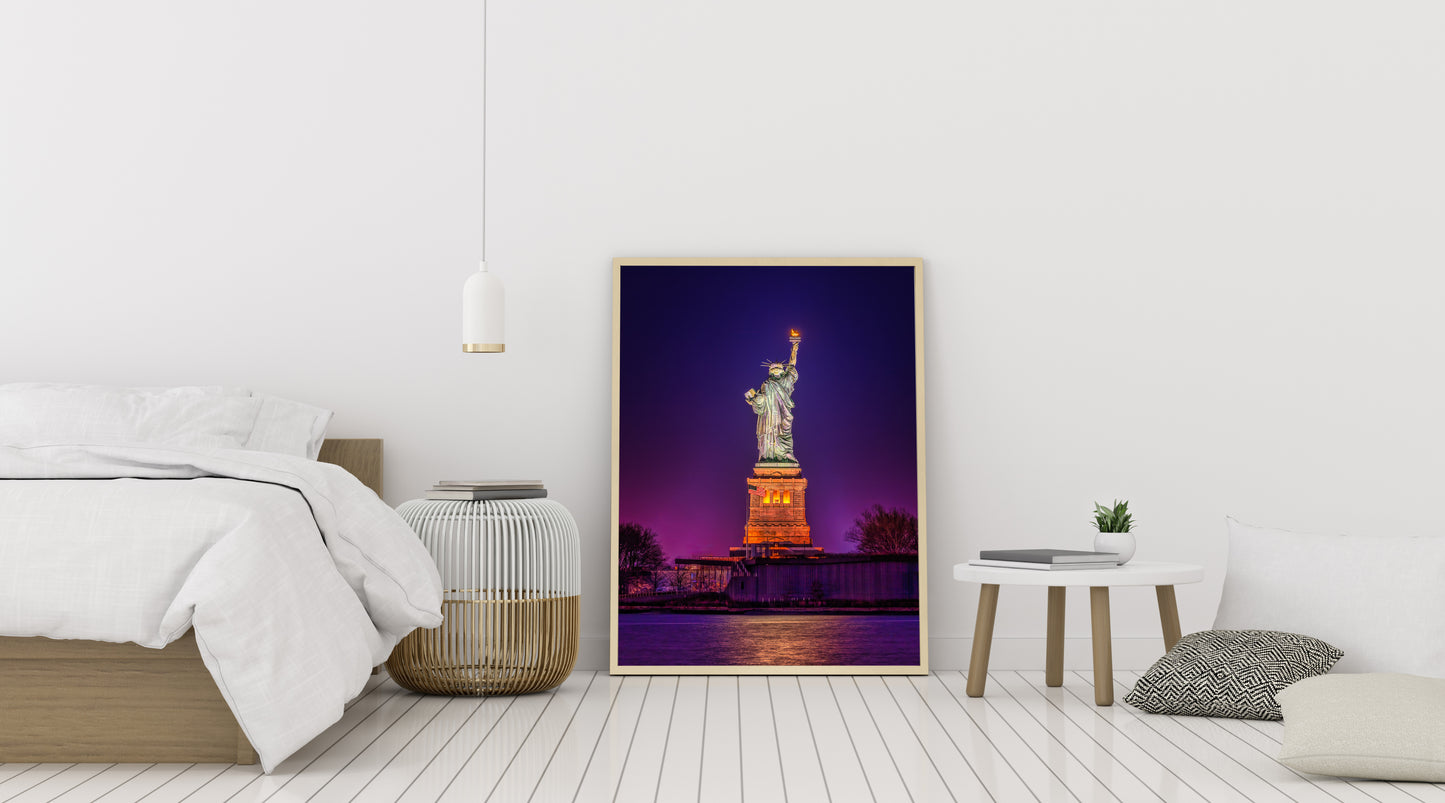 Lady Liberty in the Glow of Night