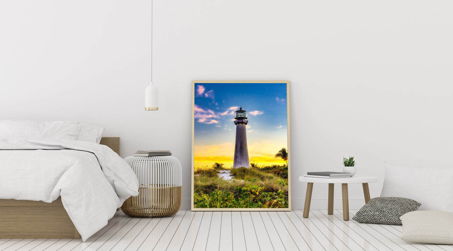 Retrato del atardecer en el faro de Cabo Florida