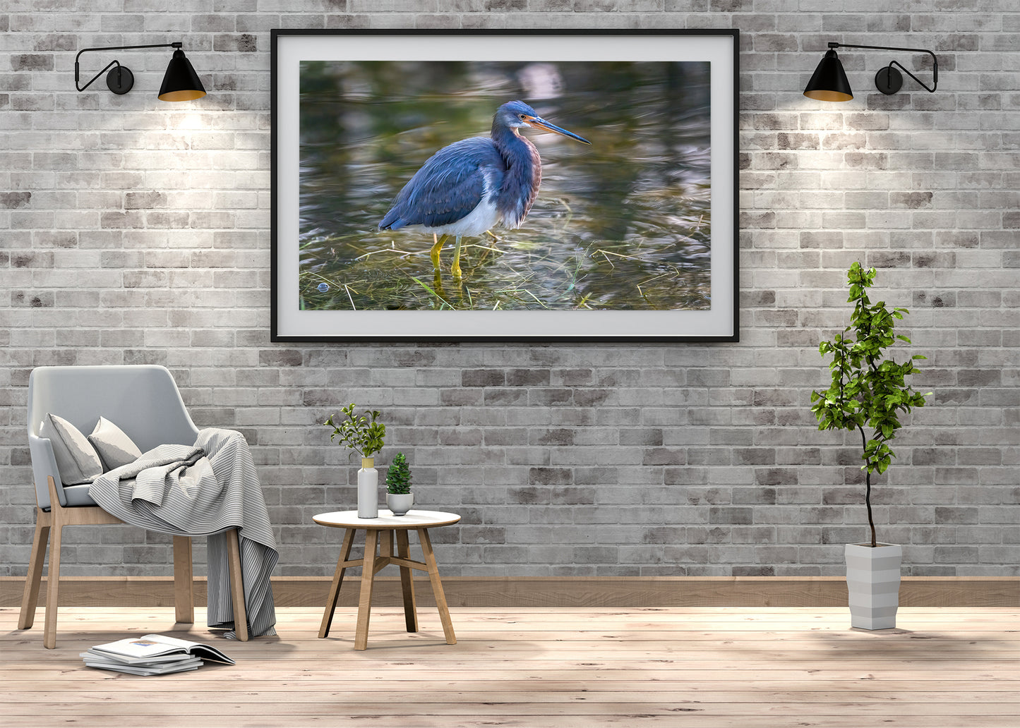 Polycolor Image of a Tricolor Heron