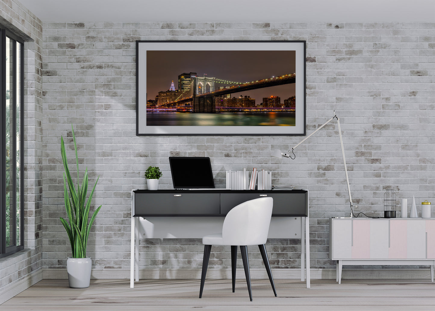 Looking out at the Brooklyn Bridge