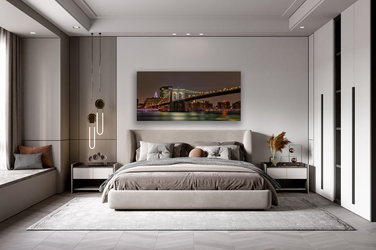 Looking out at the Brooklyn Bridge