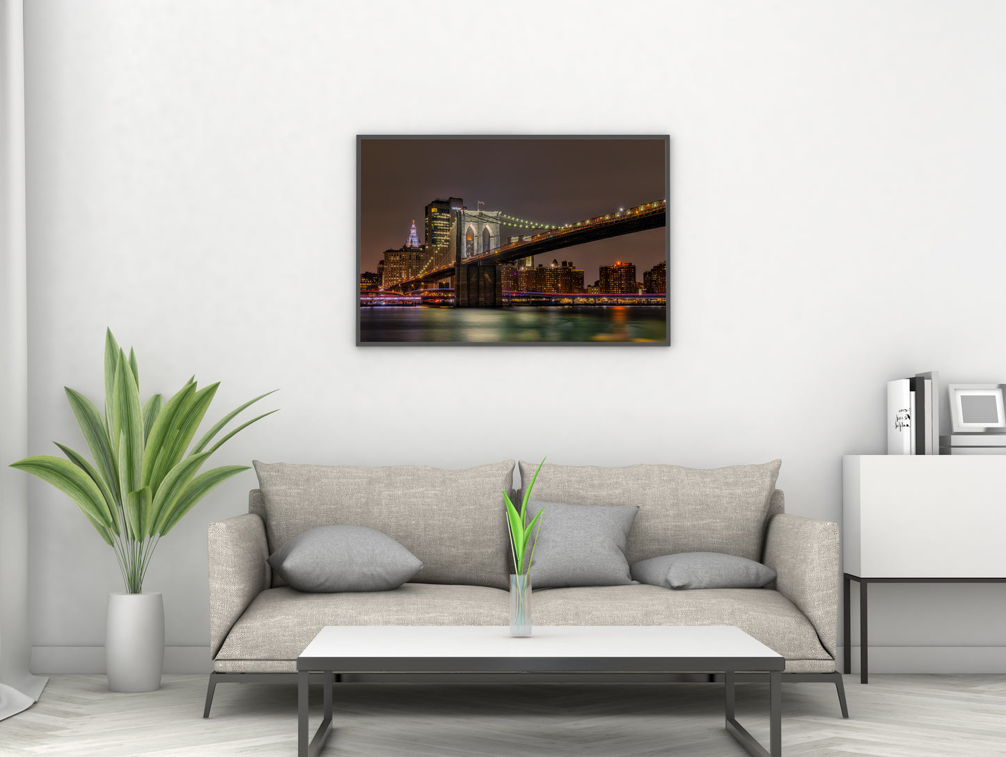 Looking out at the Brooklyn Bridge