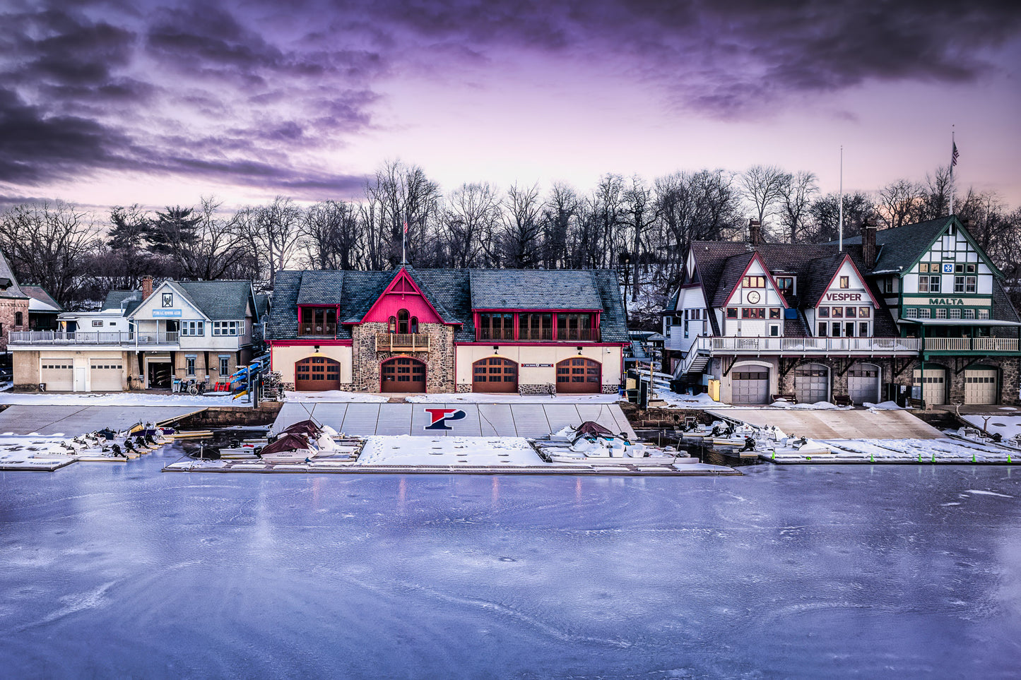 Boathouse Row on Ice