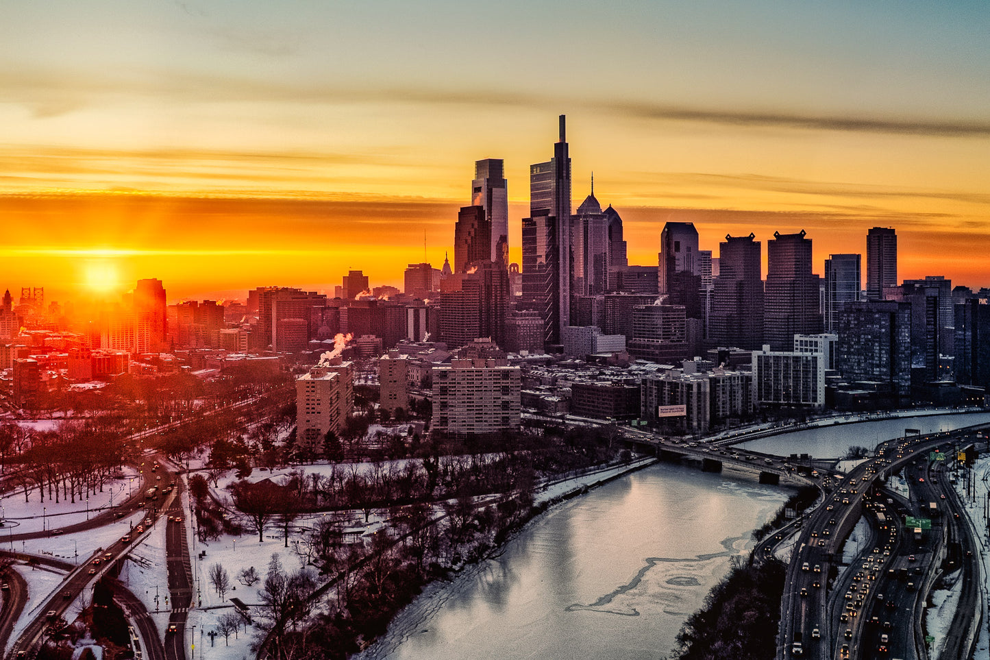 Dawn Over a Frozen Philadelphia