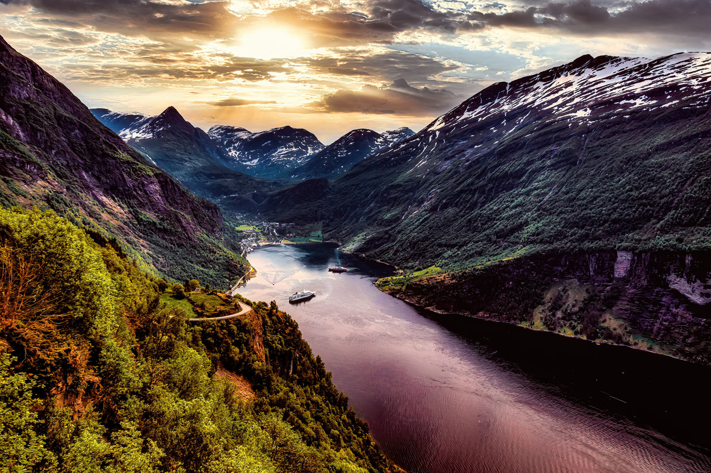 Norwegian Fjord Overlook at Sunset image 0