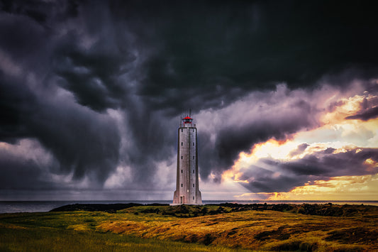 Dark Clouds at Icelandic Lighthouse image 0