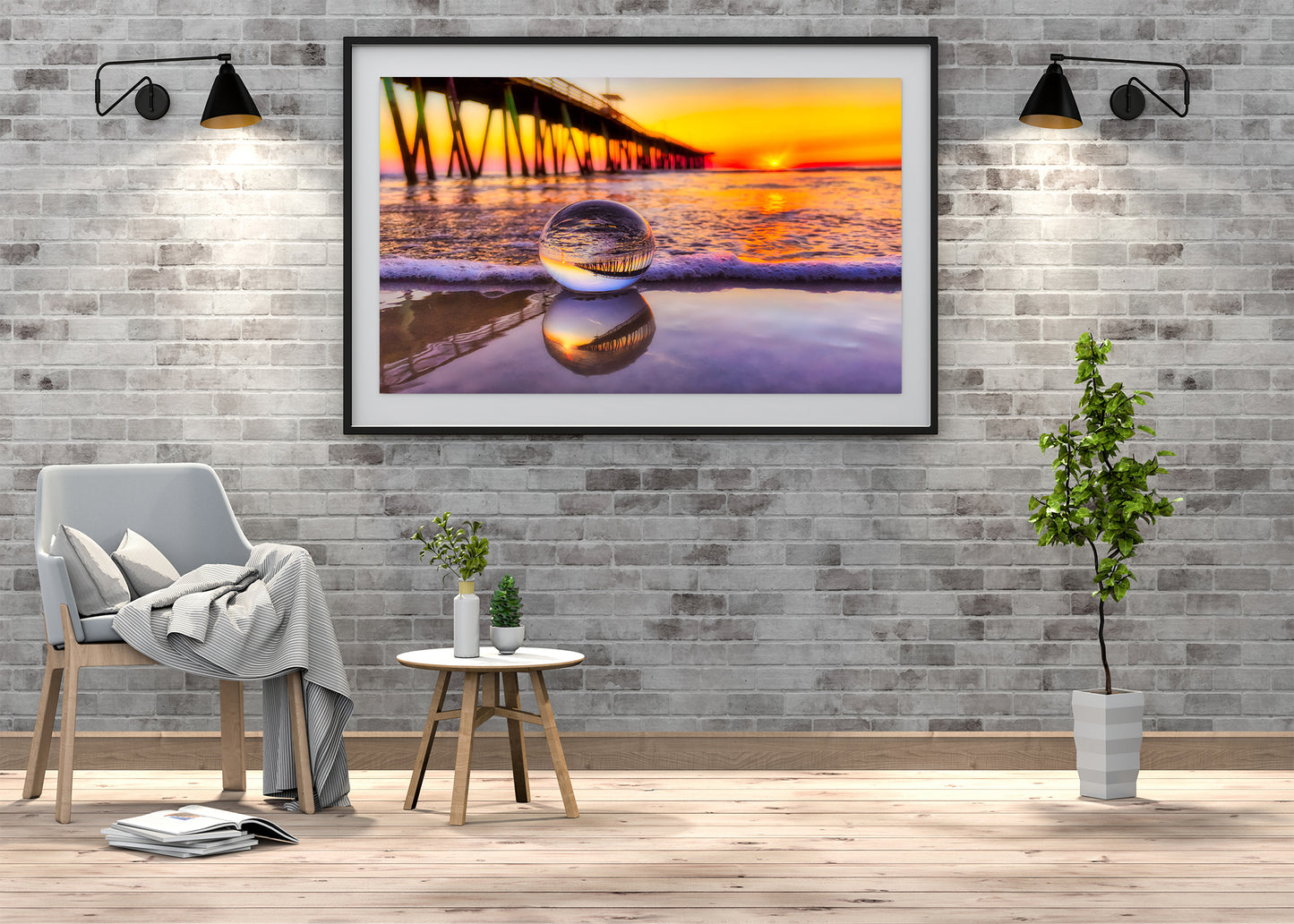 Muelle de Virginia Beach en una esfera