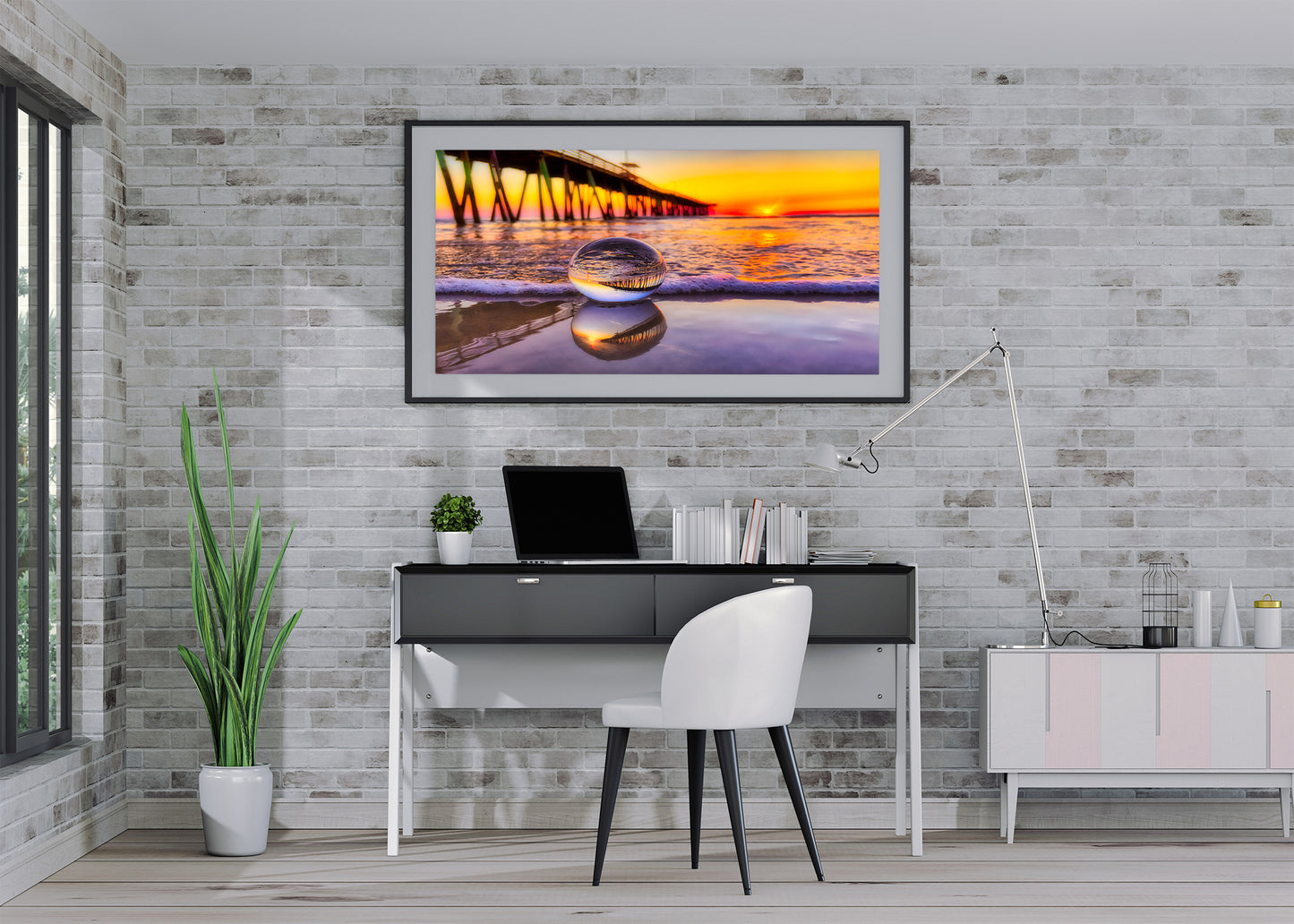 Muelle de Virginia Beach en una esfera