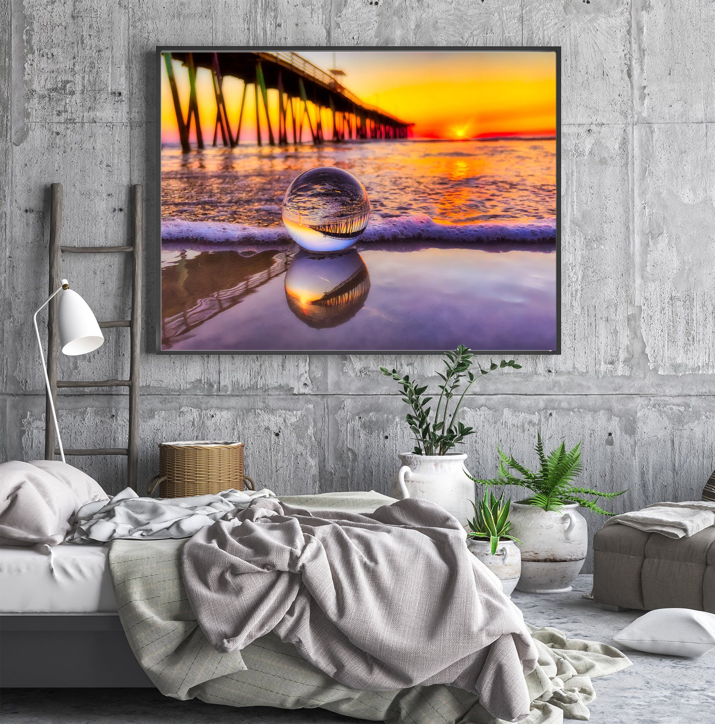 Muelle de Virginia Beach en una esfera