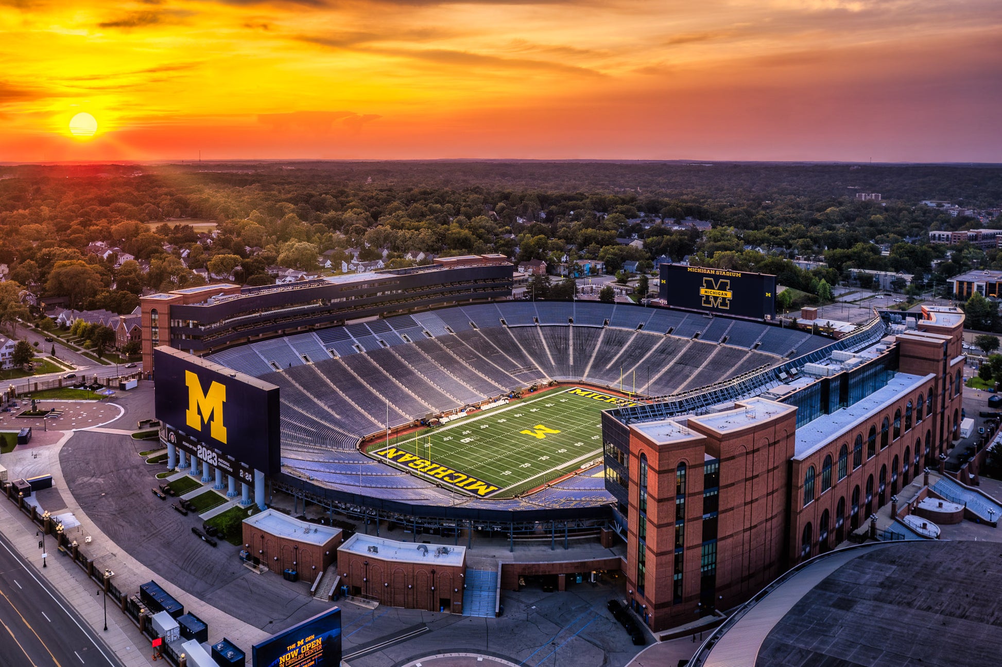 Sunset at Michigan Stadium image 0