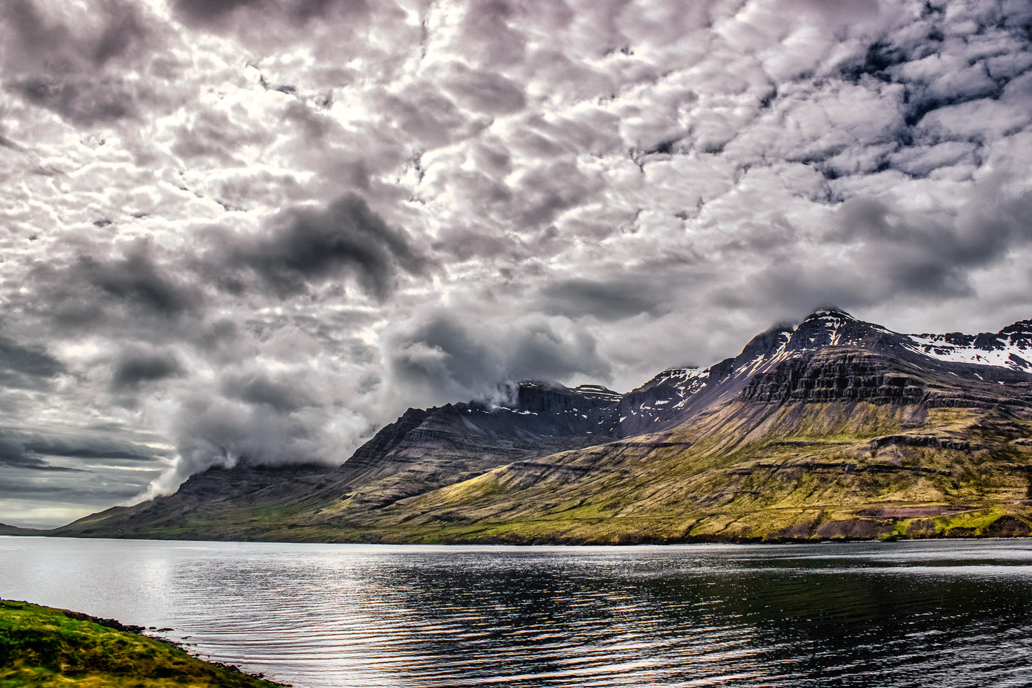 Clouds Rolling over Icelandic Mountains image 0