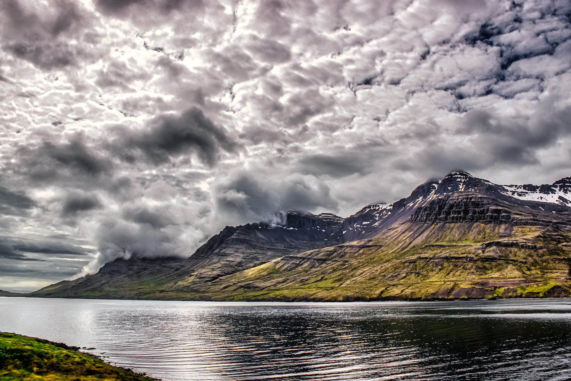 Clouds Rolling over Icelandic Mountains image 0